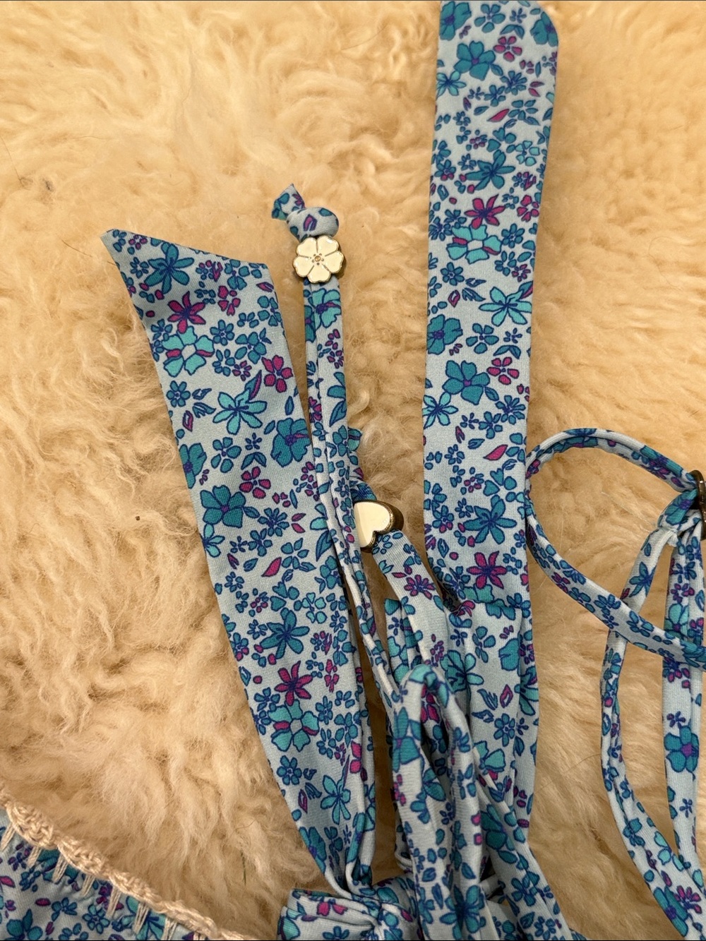 Spell Blue Floral Scoop Bikini Top and bottom - Picture 3 of 4